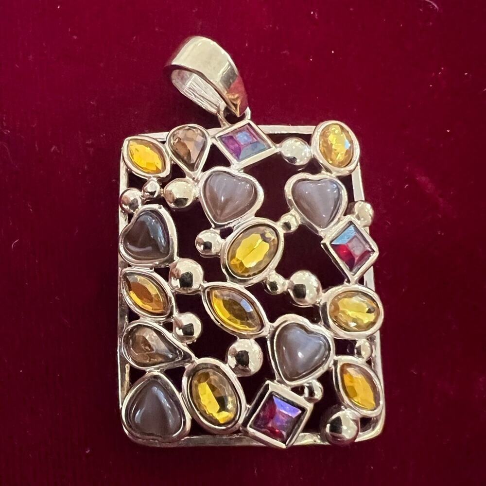 Multi stone pendant vintage rectangle